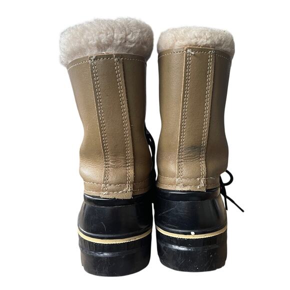 Vintage SOREL Womans 6 RAM Waterproof Snow Boots Shearling WOOL Lining Brown Tan - Picture 4 of 6